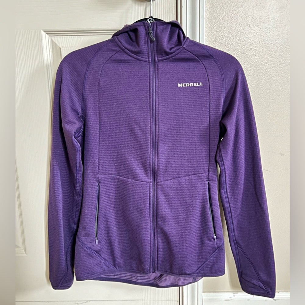 Merrell zip-up hoodie, purple, size small.